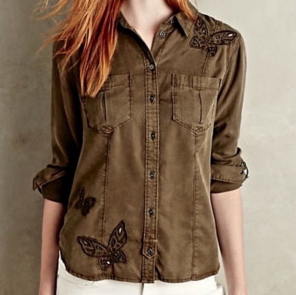 Holding Horses Anthropologie Butterfly Button Down - Picture 1 of 4
